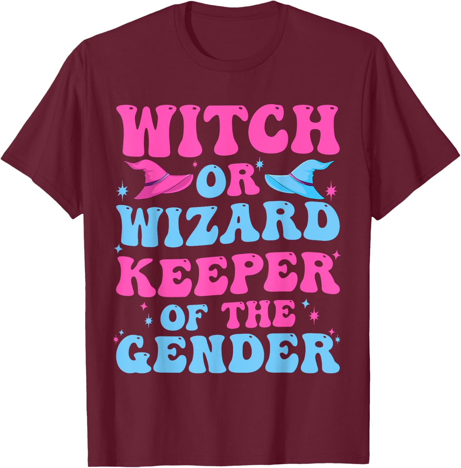 Witch or Wizard Funny Keeper of Gender Gender Reveal Party T-Shirt - T-Shirt | Maroon