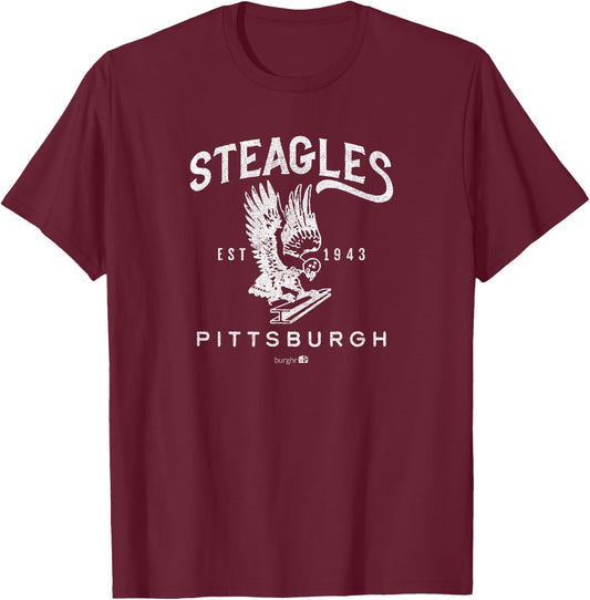 Burghr Steagles | 1943 , Small, Black T-Shirt - T-Shirt | Maroon