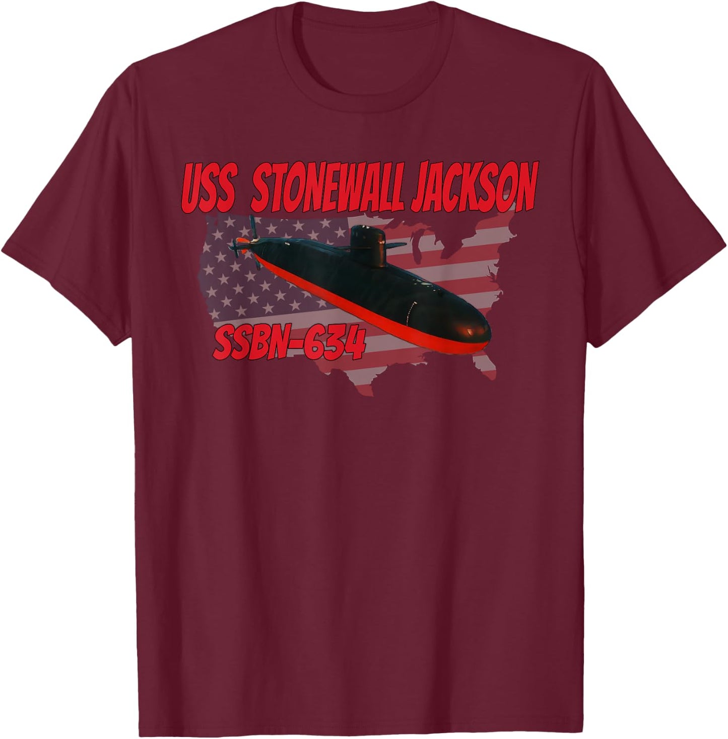 USS Jackson SSBN-634 Submarine Veterans Day Father Grandpa T-Shirt - T-Shirt | Maroon