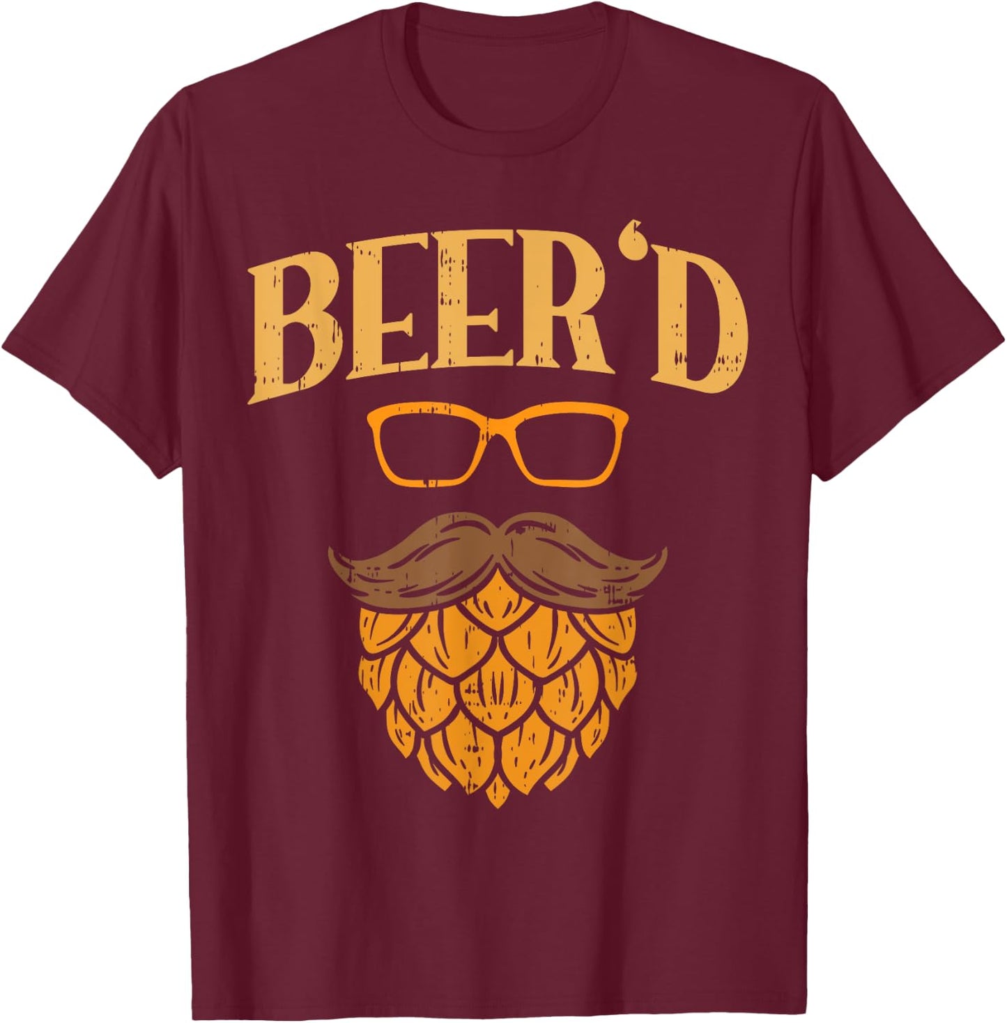 Beerd Beer Face Hops Beard Homebrew Fathers Day Men Dad Gift T-Shirt - T-Shirt | Maroon