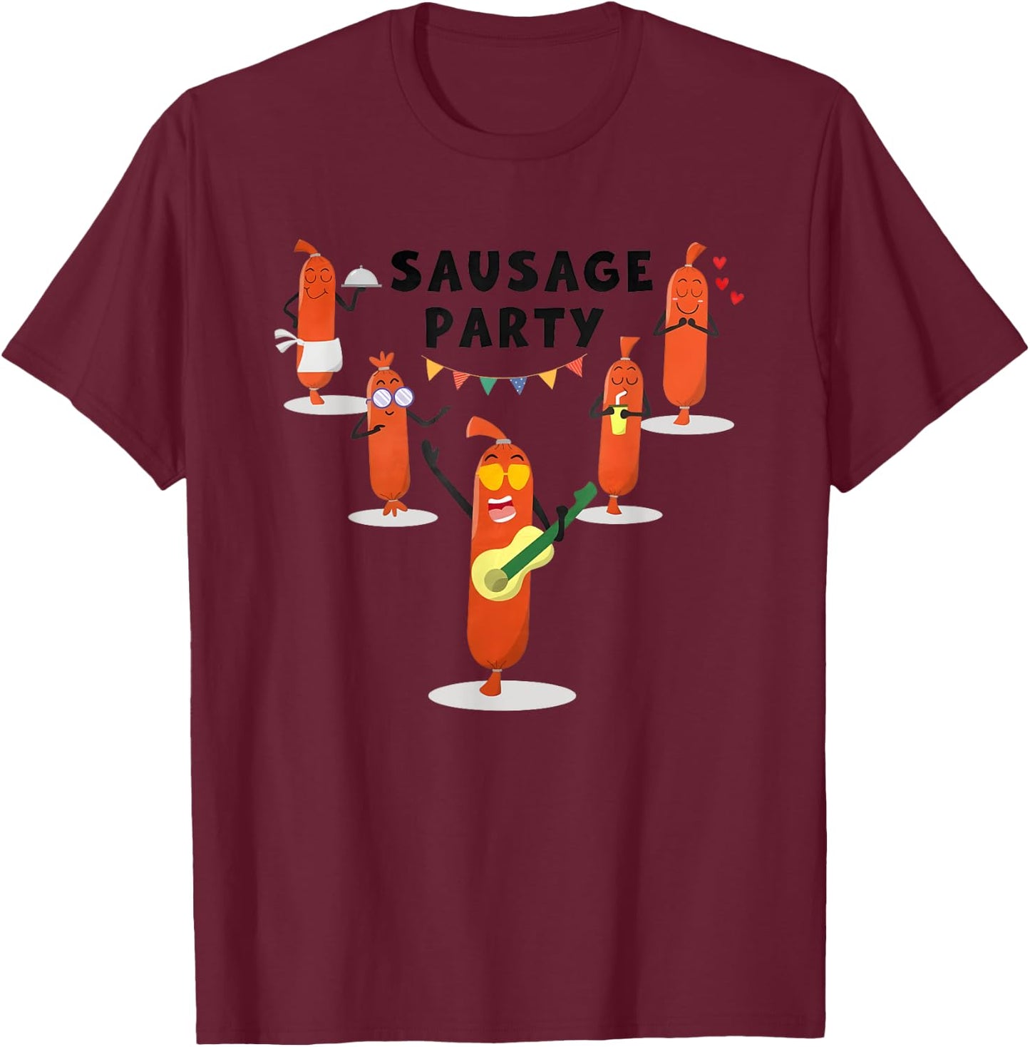 Sausage Fest Sausage Party Graphic Funny sausage T-Shirt - T-Shirt | Maroon