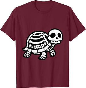 Cute Halloween Turtle Skeleton Tortoise Fossils Archeologist T-Shirt - T-Shirt | Maroon