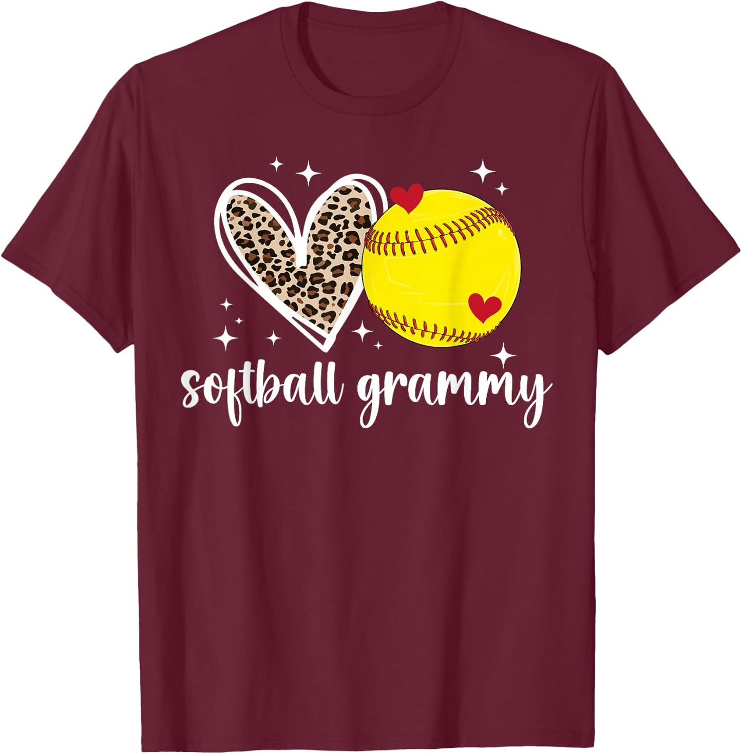 Softball Grammy Heart Grandma Grammy Of A Softball Player T-Shirt - T-Shirt | Maroon