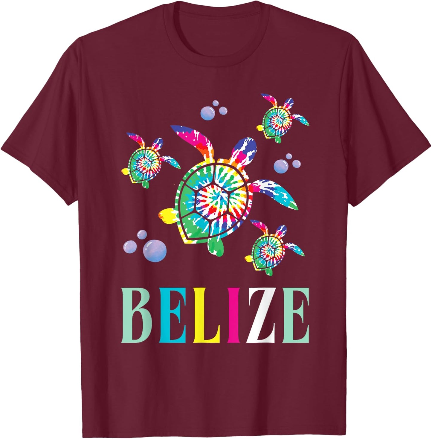 Belize Tie-Dye Sea Turtle Souvenir T-Shirt - T-Shirt | Maroon