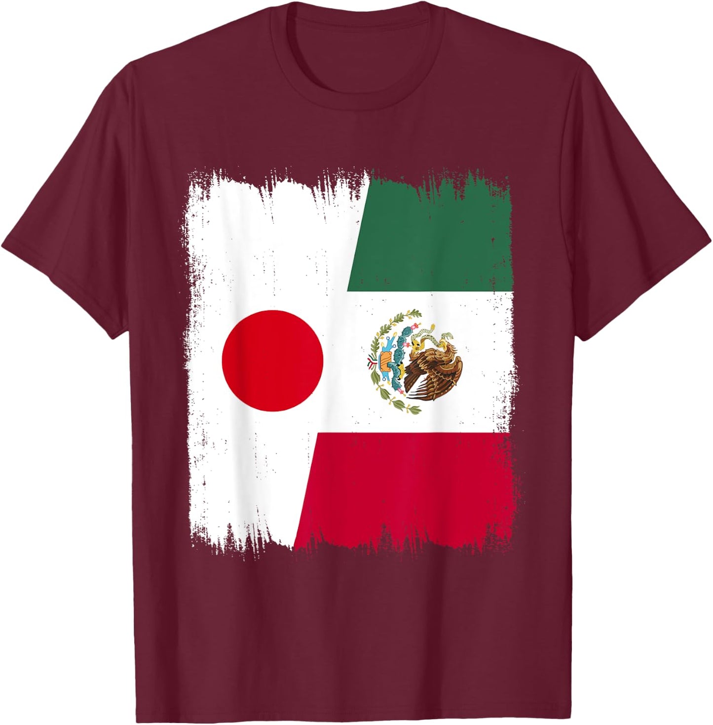 Japan Mexico Flag Japanese Mexican Roots T-Shirt - T-Shirt | Maroon