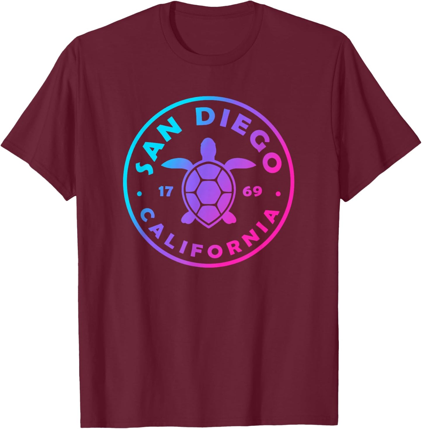 San Diego California Sea Turtle Tie Dye Beach Vacation T-Shirt - T-Shirt | Maroon