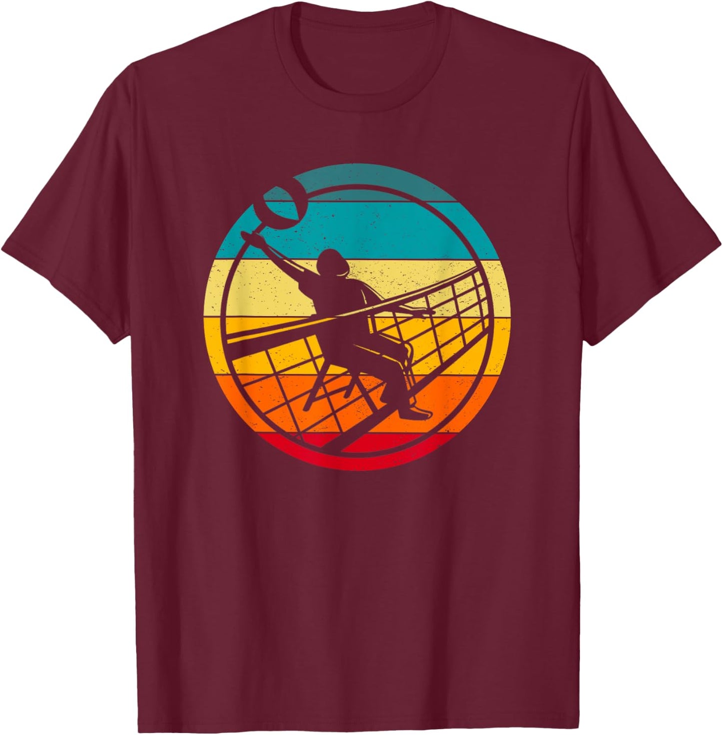 Retro Vintage Volleyballer Design Chair Volleyball T-Shirt - T-Shirt | Maroon