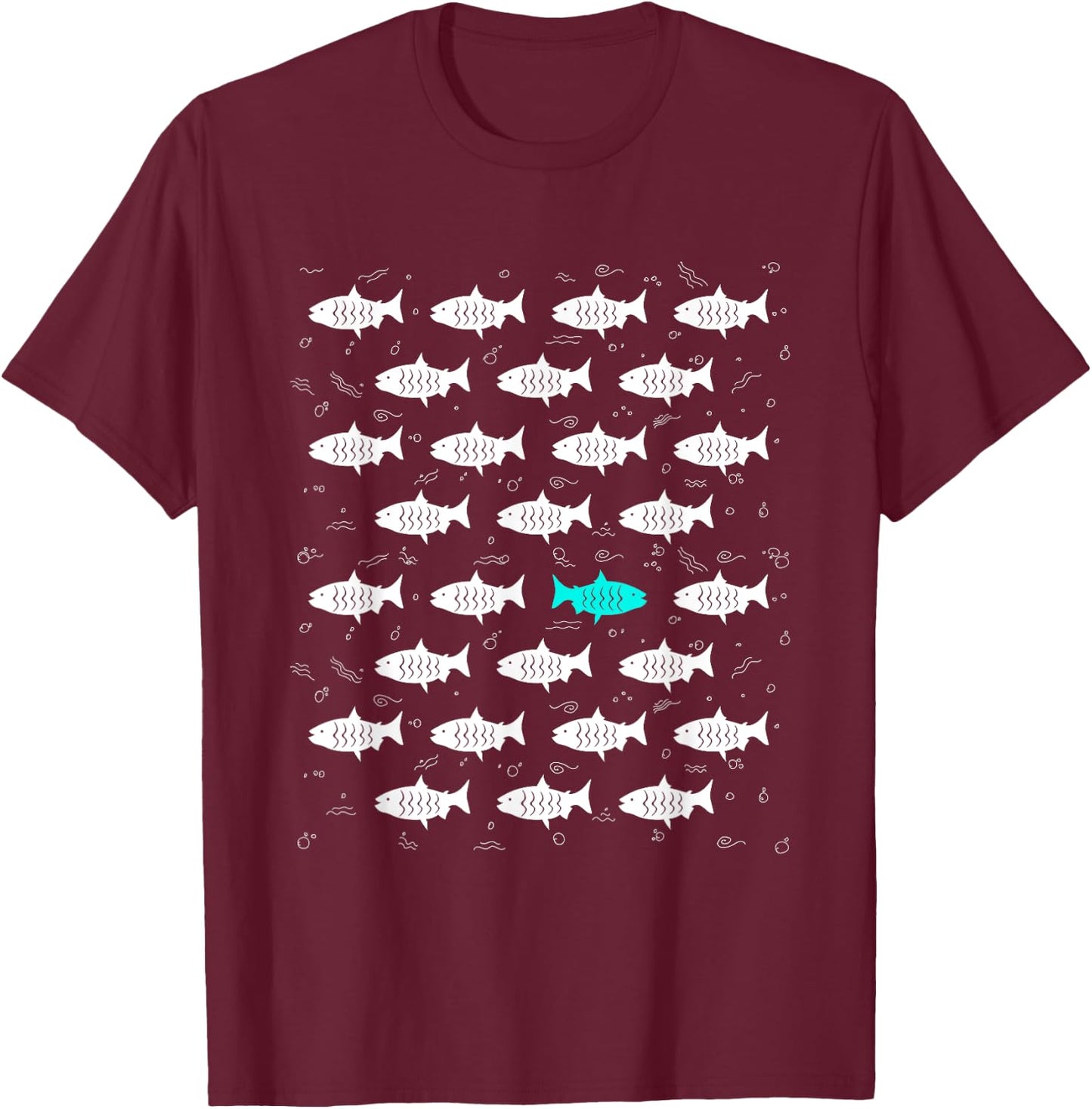 Fish Swimming Against the Ocean and against Current design T-Shirt - T-Shirt | Maroon