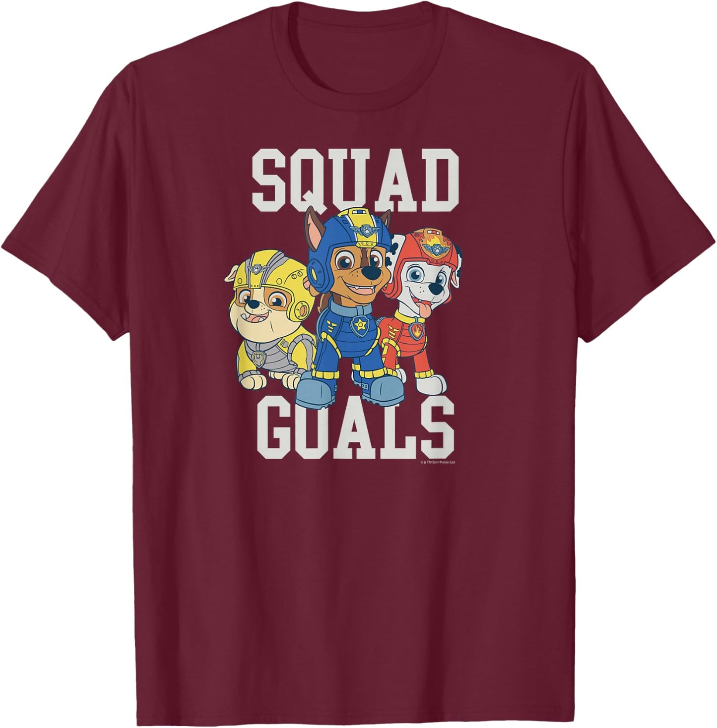 Paw Patrol Series - Chase Rubble Marshall Squad Goals T-Shirt - T-Shirt | Maroon