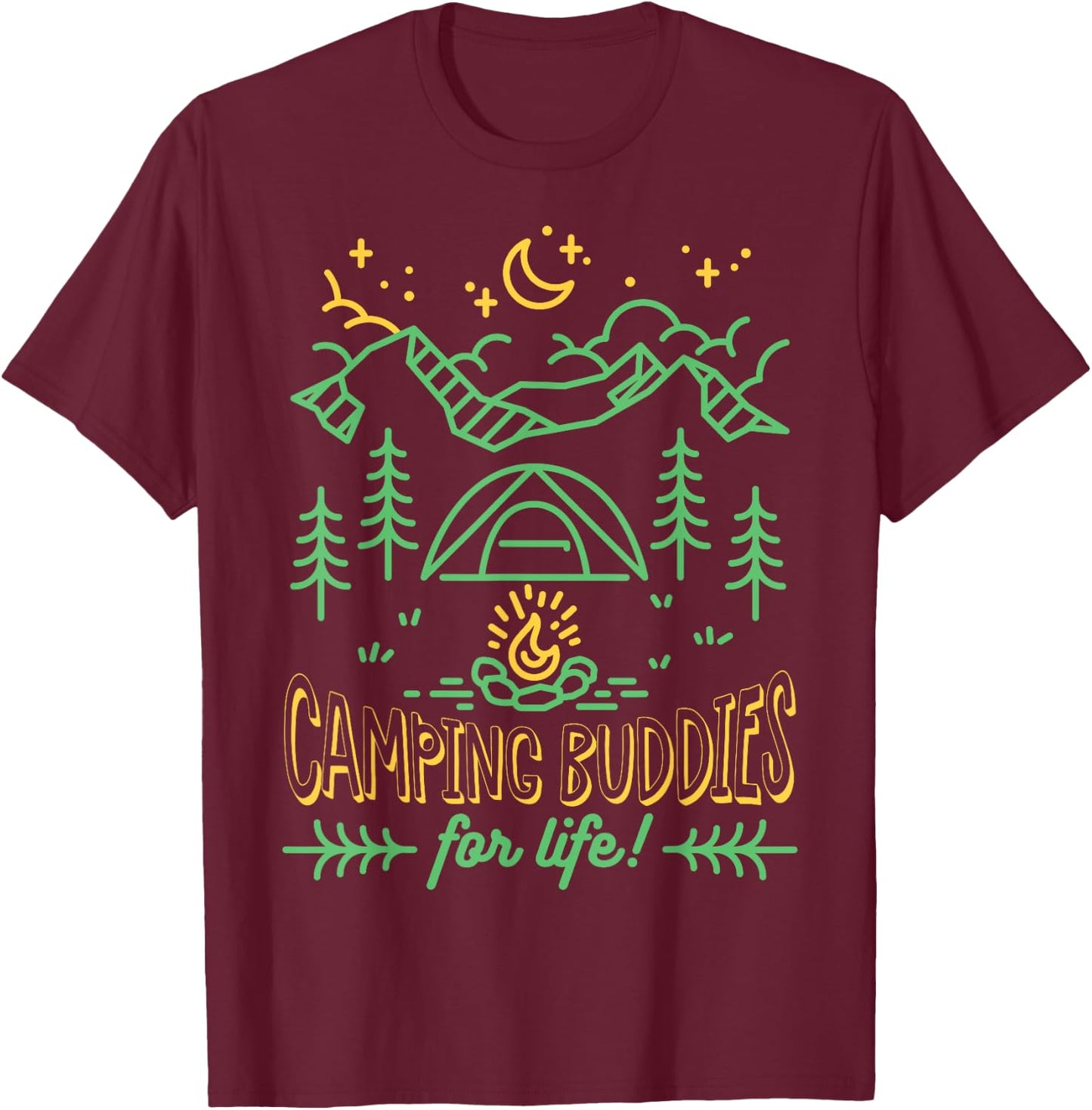 Camping Buddies for Life Adventure Outdoor Lovers T-Shirt - T-Shirt | Maroon