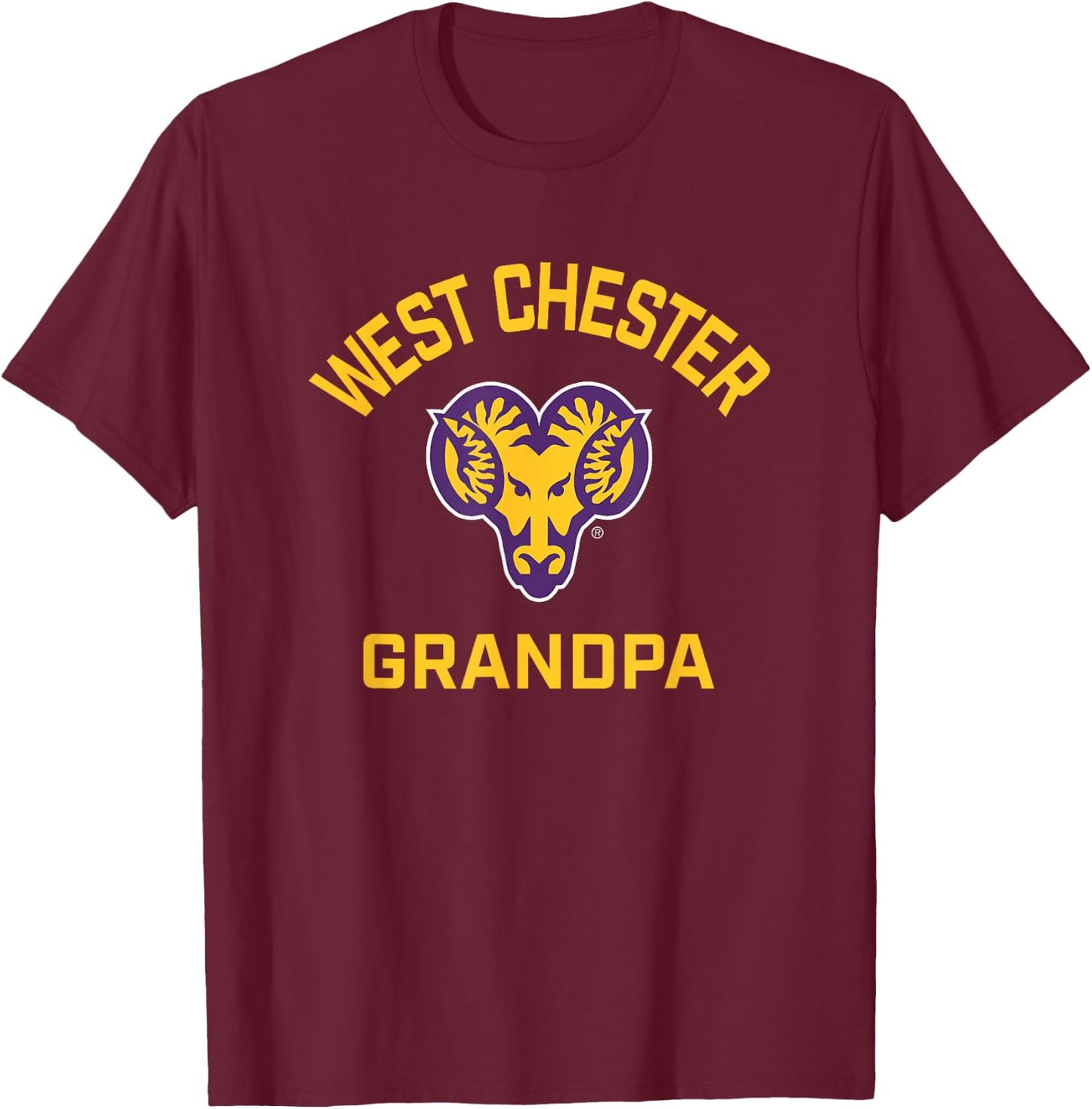 West Chester University Golden Rams Arched Grandpa T-Shirt - T-Shirt | Maroon