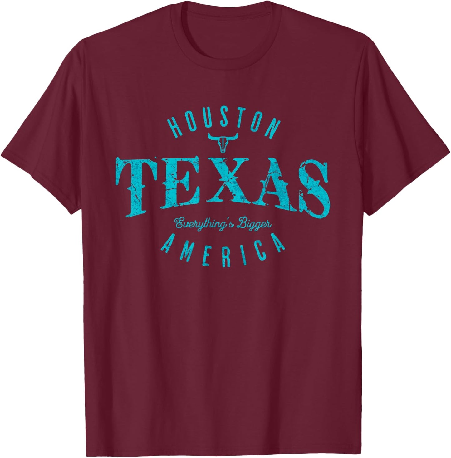 Houston, Texas s Vintage Fade Effect s Patriotic American Women Kids Men T-Shirt - T-Shirt | Maroon