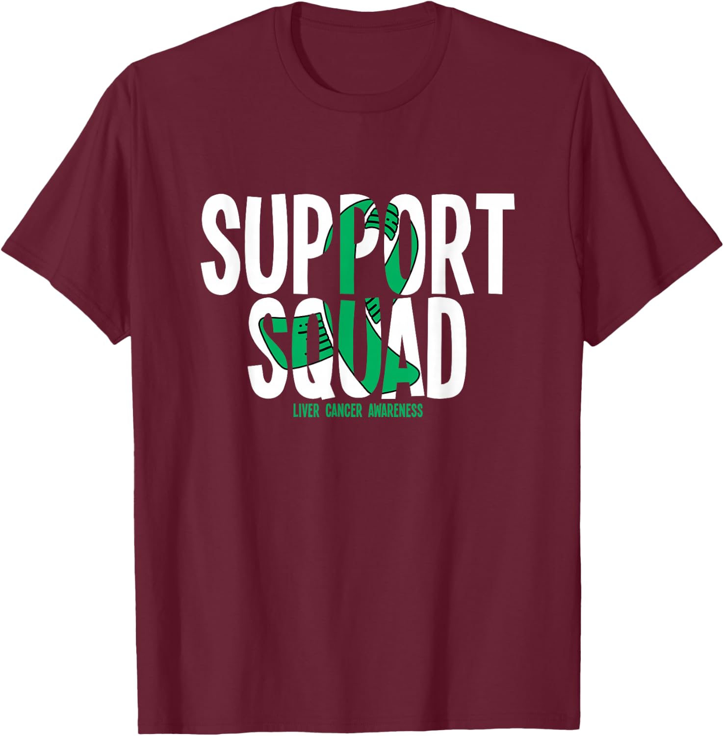 Support Squad Liver Cancer Awareness T-Shirt - T-Shirt | Maroon