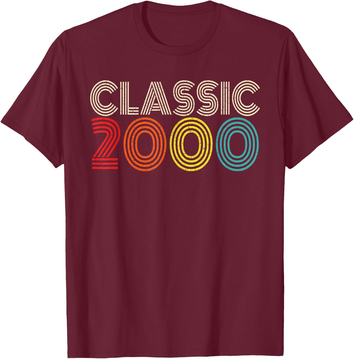 Classic 2000 Vintage 2000 Men Women Vintage Year Birthday T-Shirt - T-Shirt | Maroon