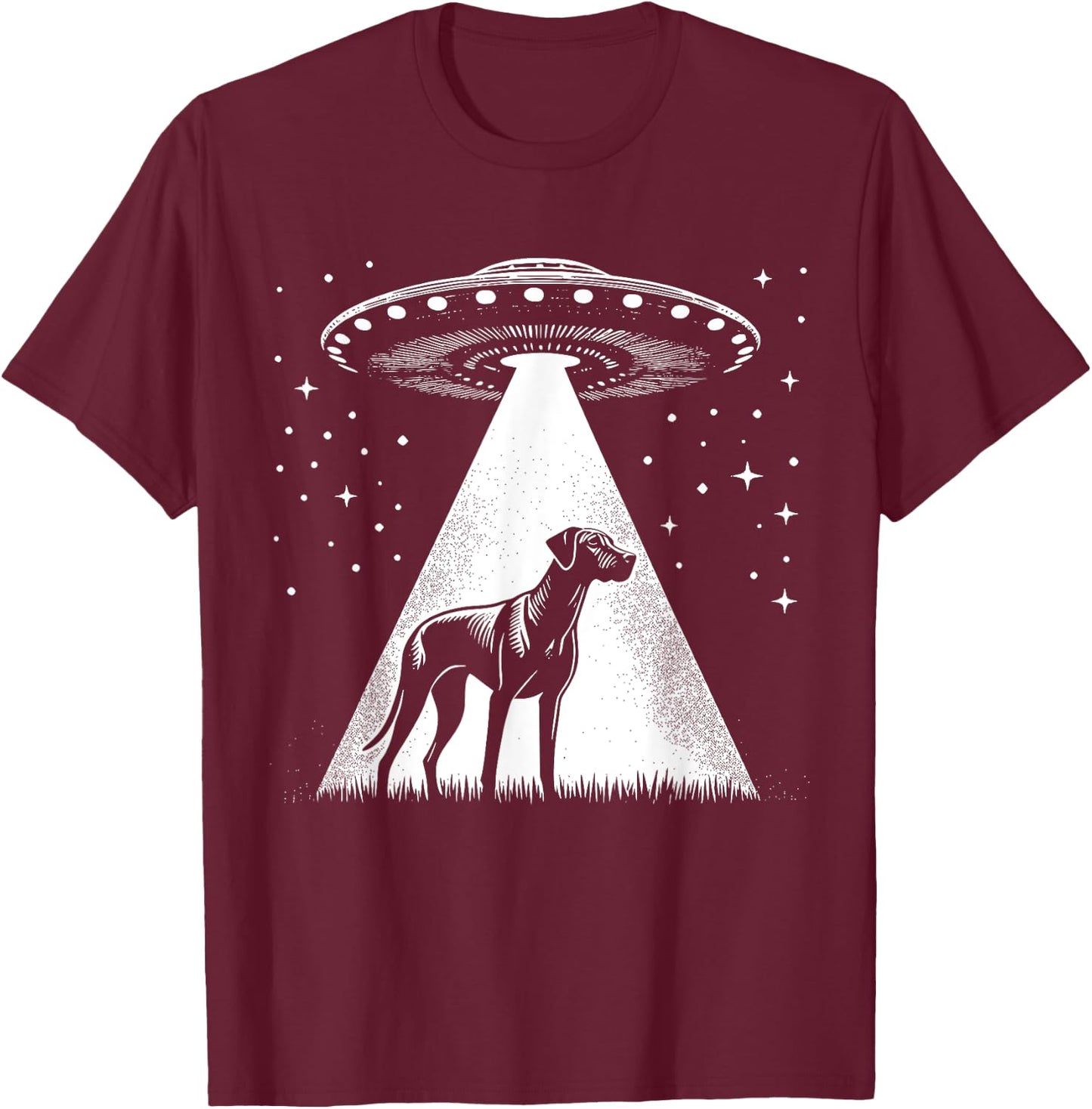 Rhodesian Ridgeback Mom Dad Dog - Funny Alien UFO T-Shirt - T-Shirt | Maroon