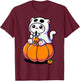 Cute Halloween Cat in Ghost Costume Drinking Boba Tea Men Women Kids T-Shirt - T-Shirt | Maroon