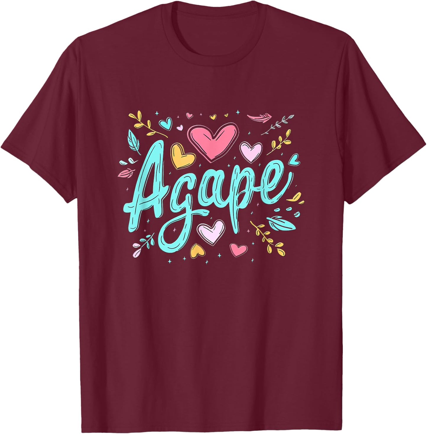 Agape Old Greek Christian Apparel - Christian Faith - Love Agape - -Adults - Black - Small - Short Sleeve T-Shirt - T-Shirt | Maroon
