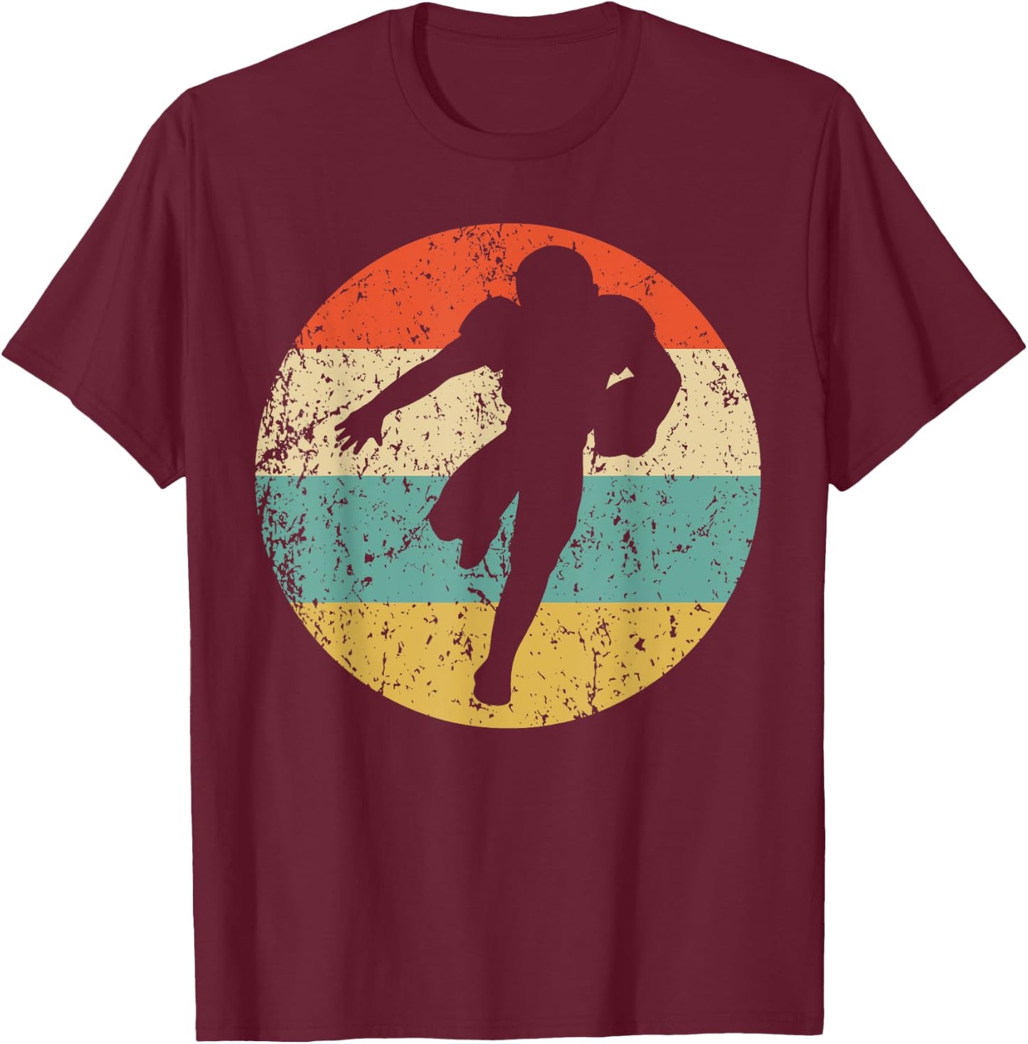 Football Player Running Back Silhouette Retro Sports T-Shirt - T-Shirt | Maroon