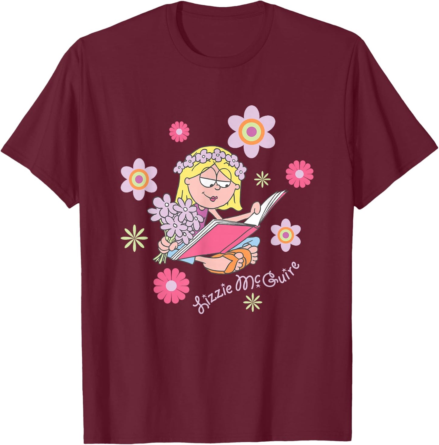 Disney Lizzy McGuire Groovy Hippie Lizzie Big Chest Poster T-Shirt - T-Shirt | Maroon