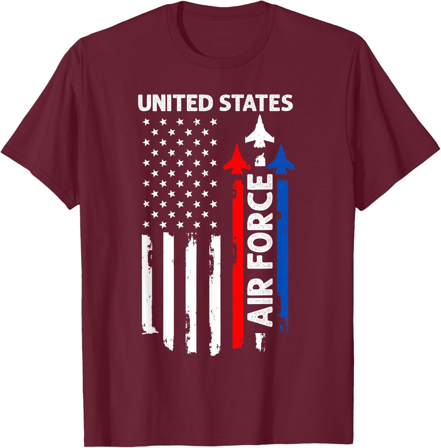 United States Air Force American USA Flag July 4th Patriotic T-Shirt - T-Shirt | Maroon