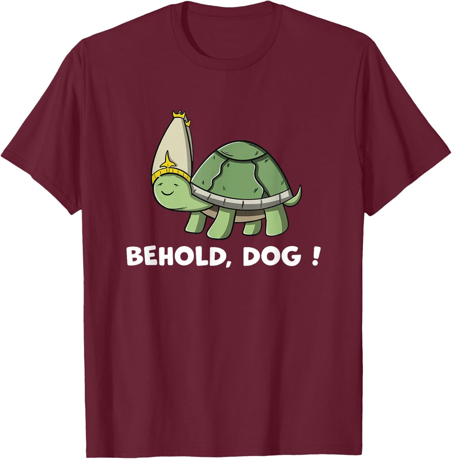 Behold Dog Turttle Art Gaming Turtle Wearing A Priest Hat Men Women Girls Kids T-Shirt - T-Shirt | Maroon