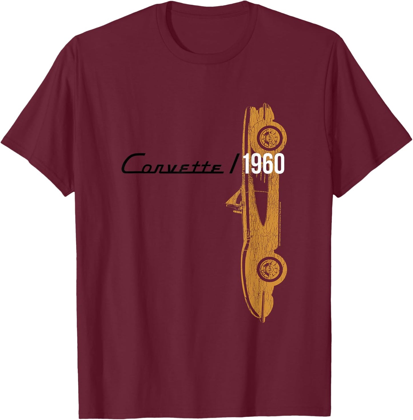 TNT -Adults Classic Fit Grey Corvette 1960 T-Shirt - T-Shirt | Maroon