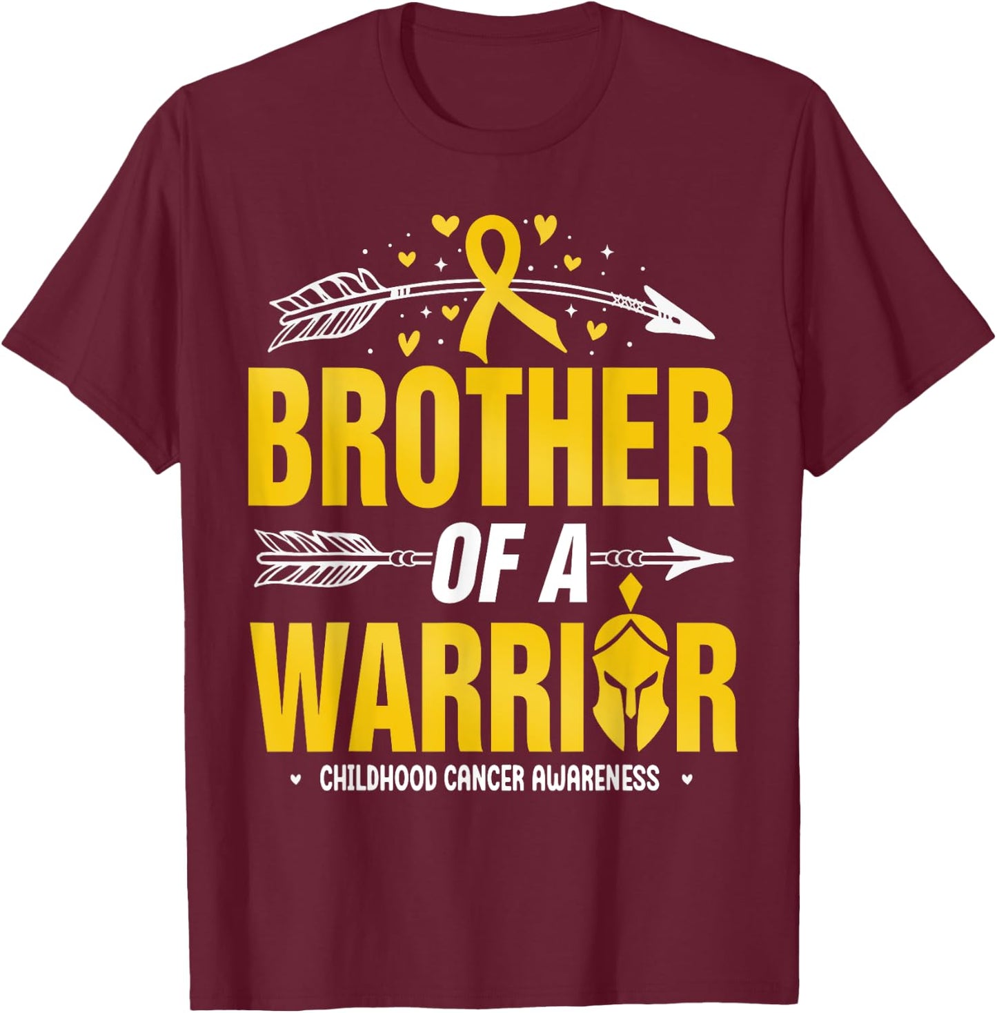 Childhood Cancer Awareness Brother Of A Warrior Gold Ribbon T-Shirt - T-Shirt | Maroon