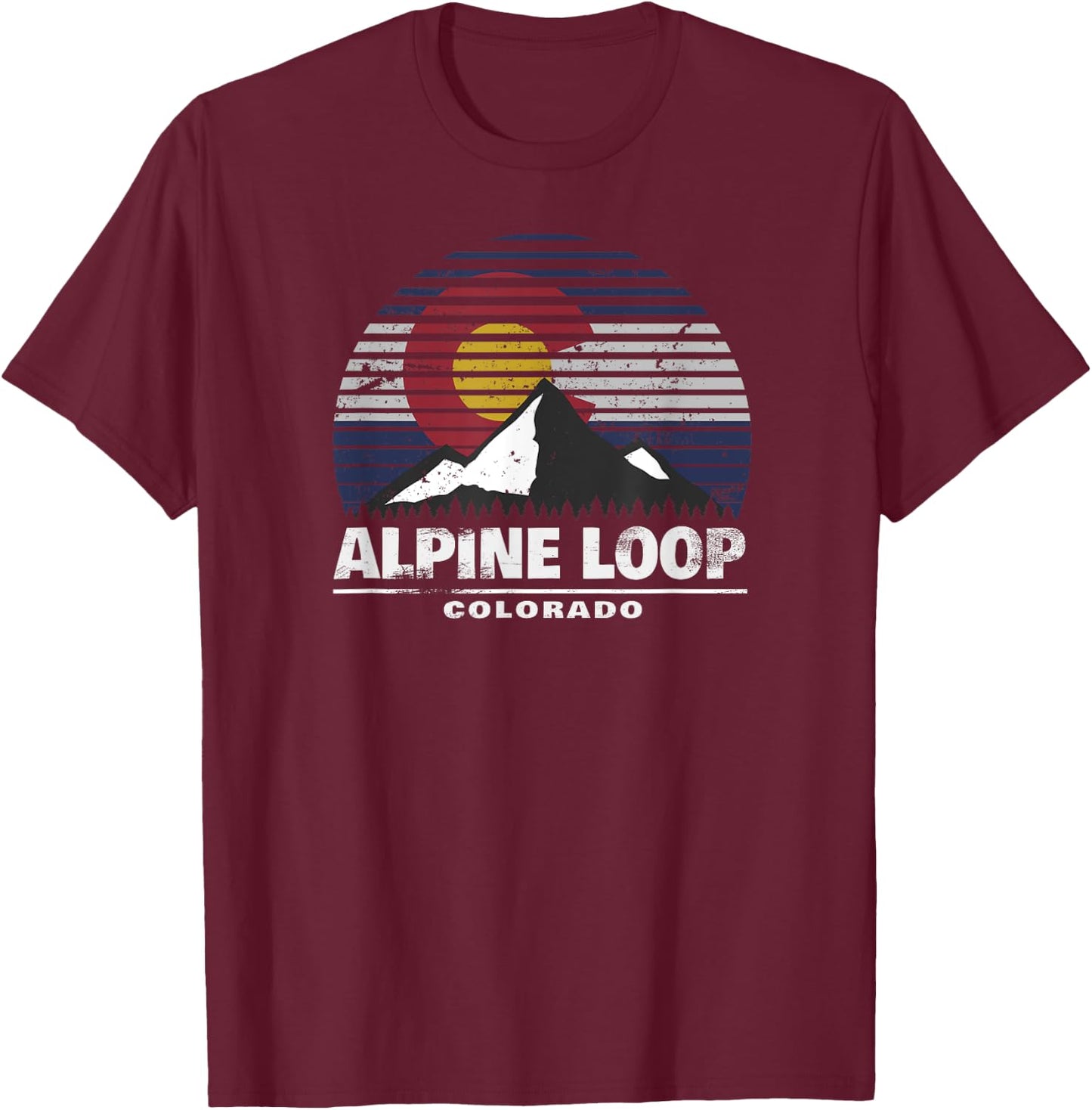 Alpine Loop Colorado Flag - Rocky Mountain Off Road 4x4 T-Shirt - T-Shirt | Maroon