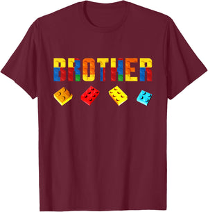 Brother Master Builder Building Blocks Birthday Family Boys T-Shirt - T-Shirt | Maroon