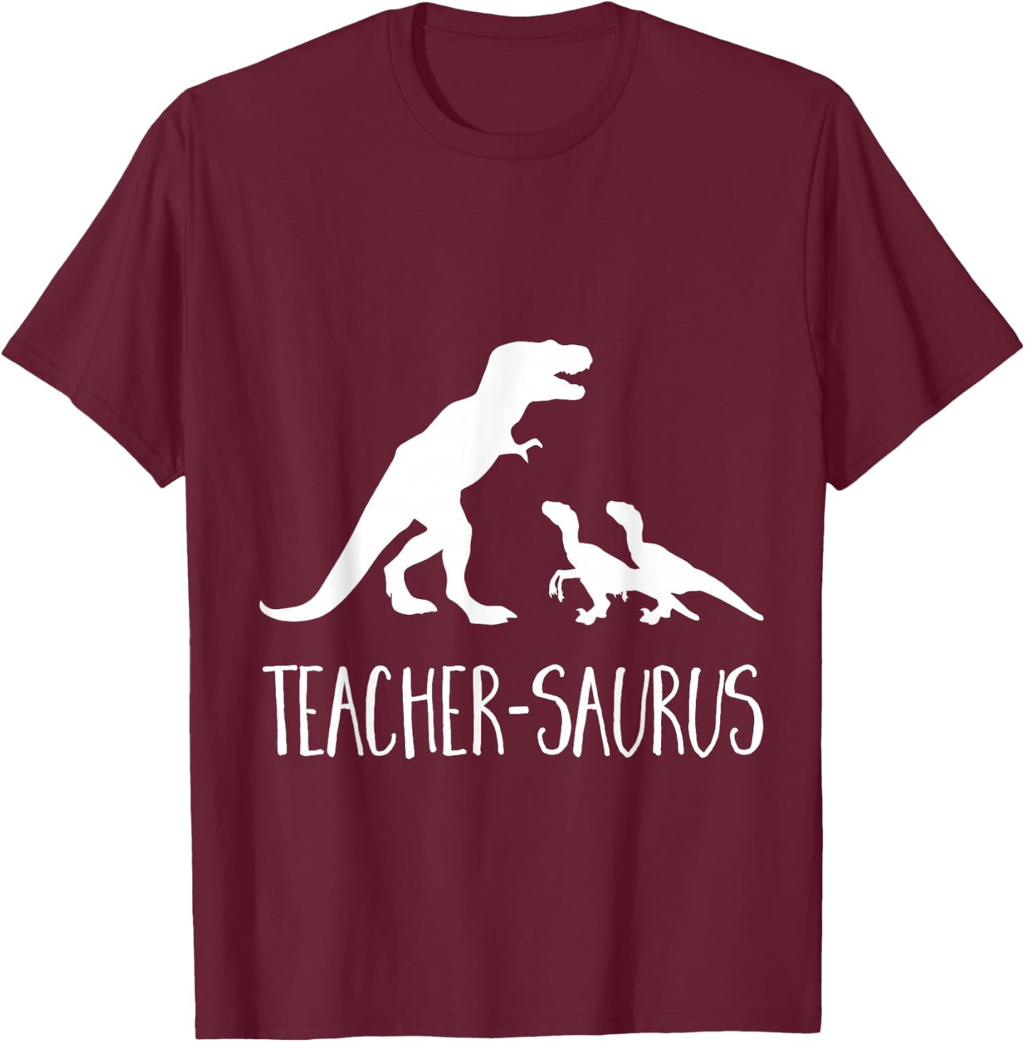 Teacher-Saurus Funny T-Rex & Raptor Animal School T Shirt Men Women Kids T-Shirt - T-Shirt | Maroon