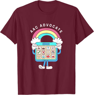 Cute Rainbow AAC Communication Device Advocate AAC Awareness T-Shirt - T-Shirt | Maroon