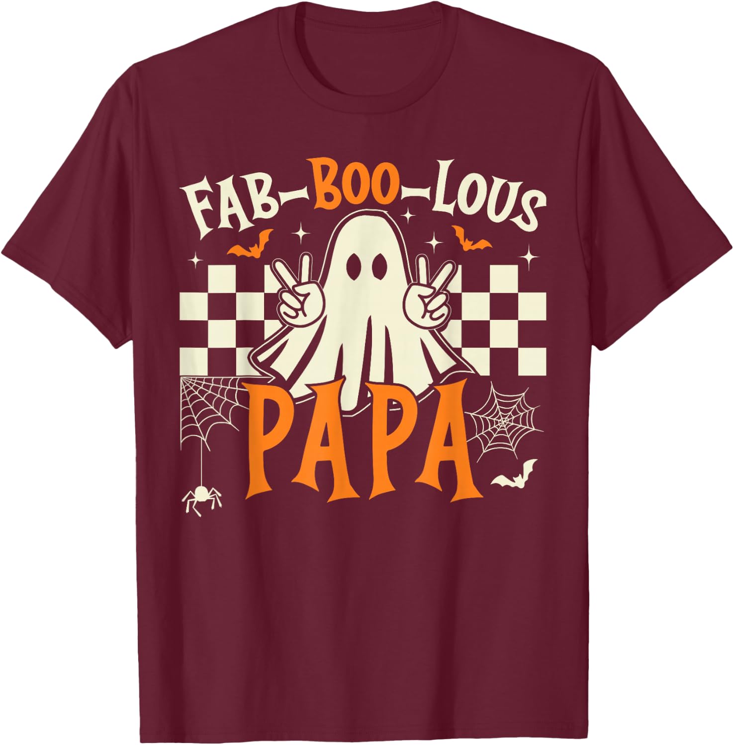 Fab Boo Lous Papa Retro Ghost Spooky Papa Halloween Costume T-Shirt - T-Shirt | Maroon