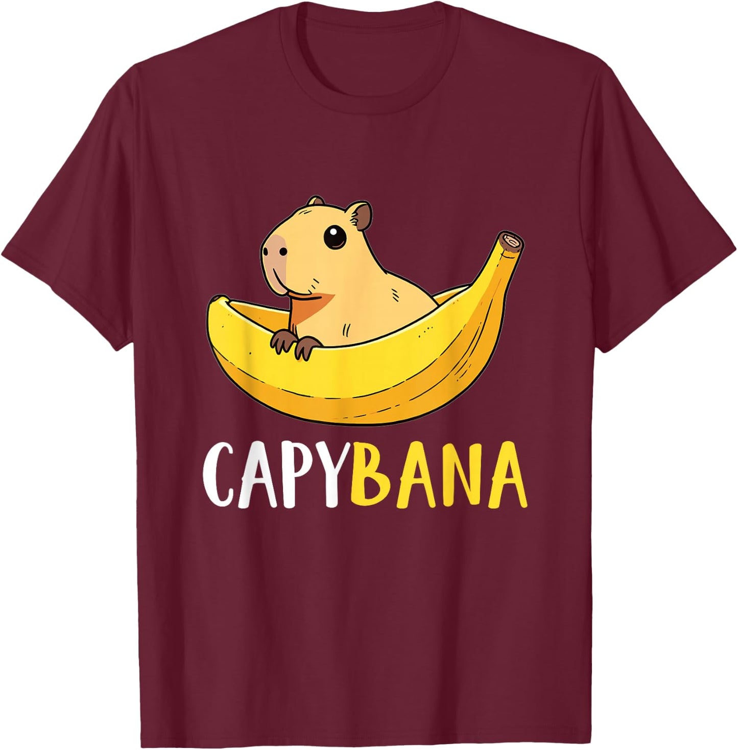 Capybana Kawaii Banana Capybara T-Shirt - T-Shirt | Maroon