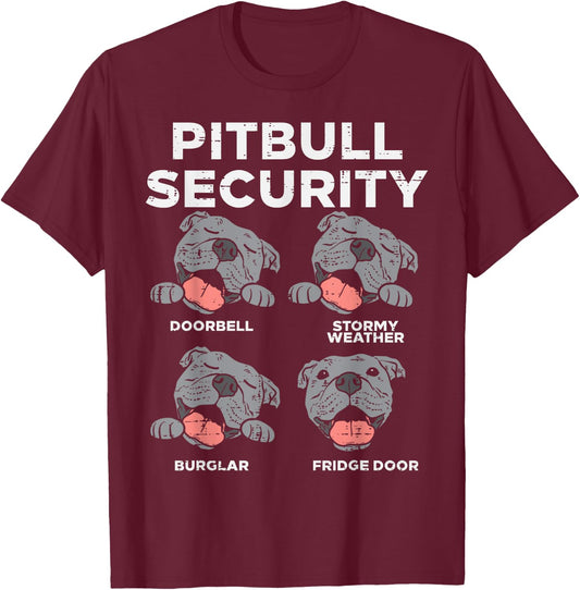 Pitbull Security Funny Pitties Pitty Dog Lover Owner Gift T-Shirt - T-Shirt | Maroon