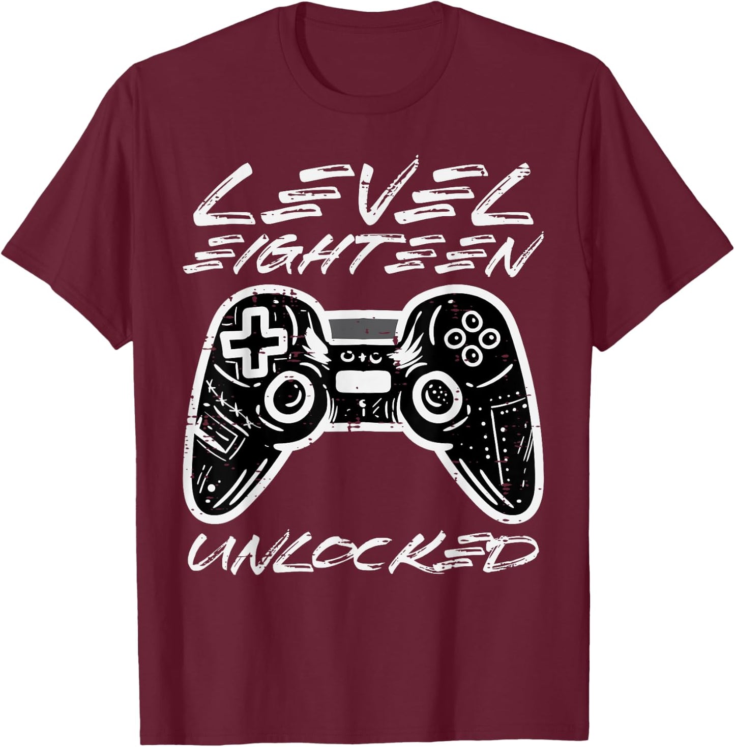Level Eighteen Unlocked Gamer 18th Birthday Gaming Boys Men T-Shirt - T-Shirt | Maroon