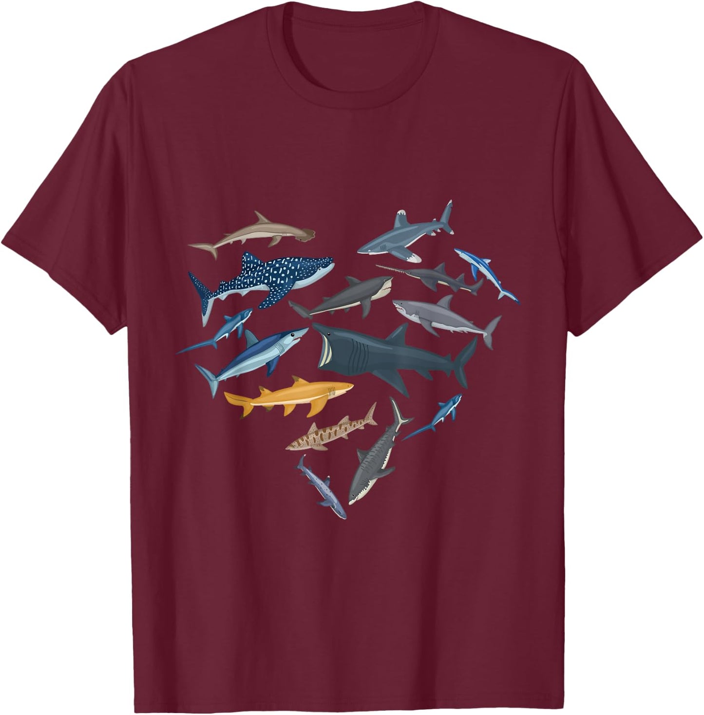 Shark Heart Sea Animal Underwater Shark Lover T-Shirt - T-Shirt | Maroon