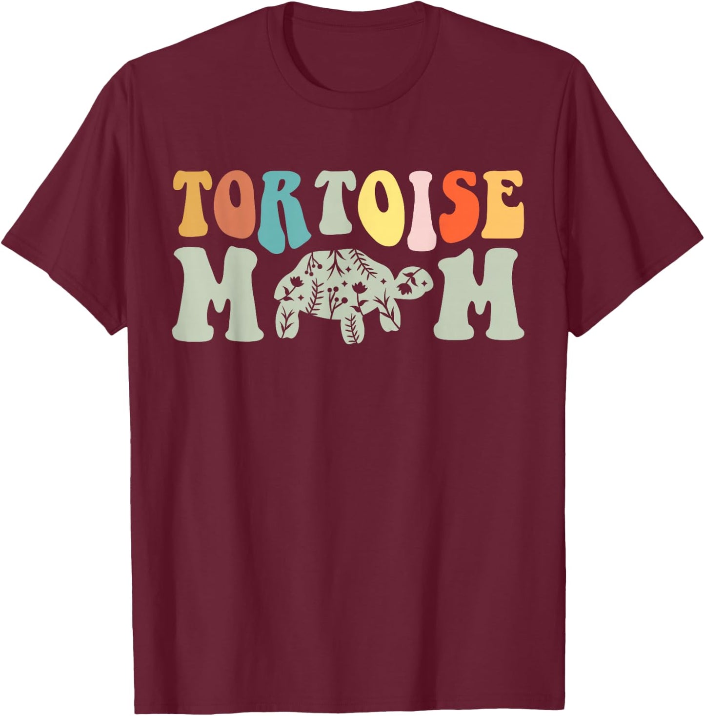 RoyalTees : Women's Tortoise Mom - Black, Small, Short Sleeve T-Shirt - T-Shirt | Maroon