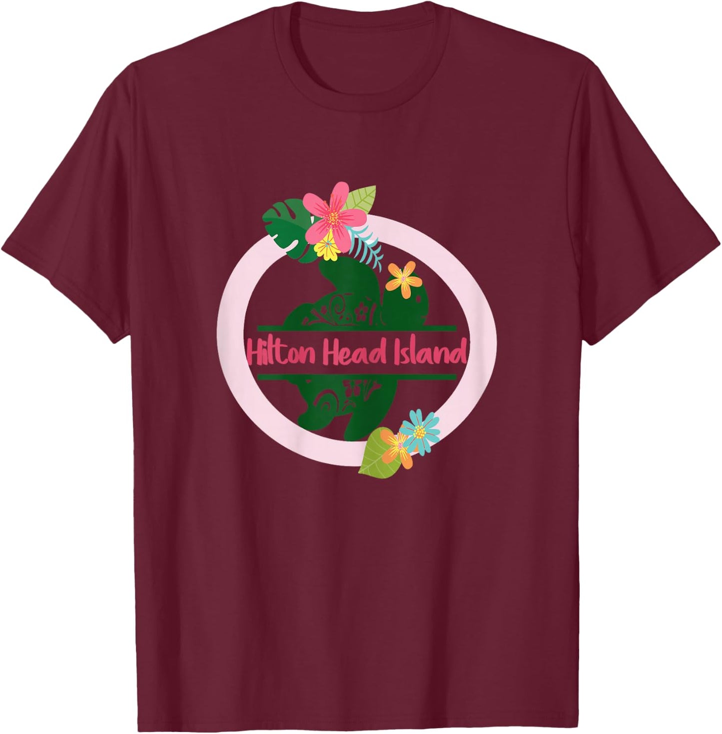 Hilton Head Island SC Girls Sea Turtle Shirts Beach Vacation T-Shirt - T-Shirt | Maroon