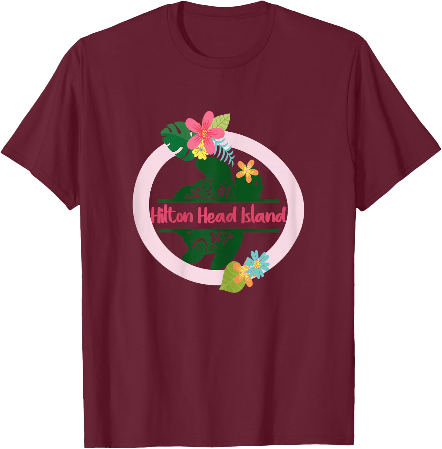 Hilton Head Island SC Girls Sea Turtle Shirts Beach Vacation T-Shirt - T-Shirt | Maroon