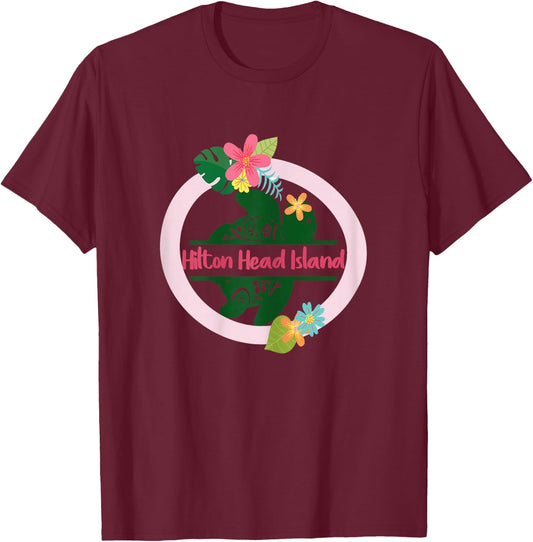 Hilton Head Island SC Girls Sea Turtle Shirts Beach Vacation T-Shirt - T-Shirt | Maroon