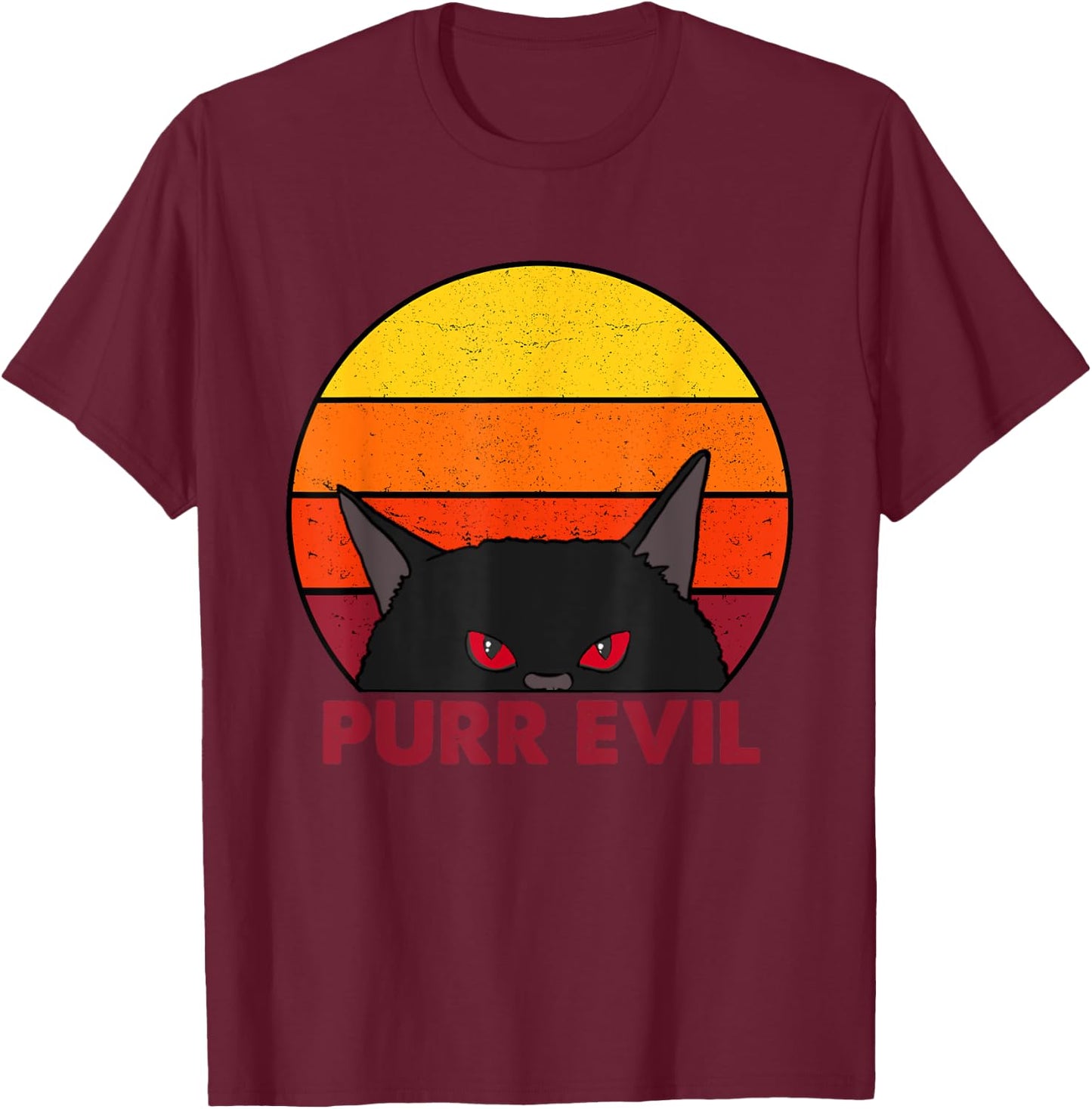 Satanic Cat Evil Black Cat Funny Purr Evil Cat T-Shirt - T-Shirt | Maroon