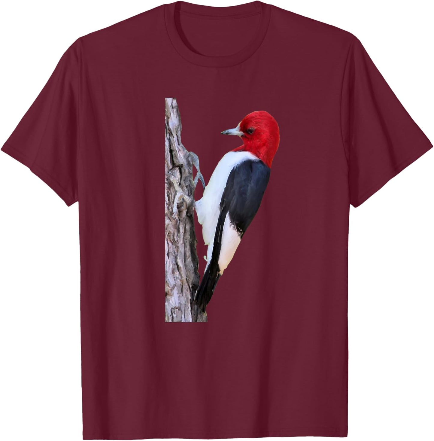 Bird Red-headed Woodpecker Bird Ornithology T-Shirt - T-Shirt | Maroon