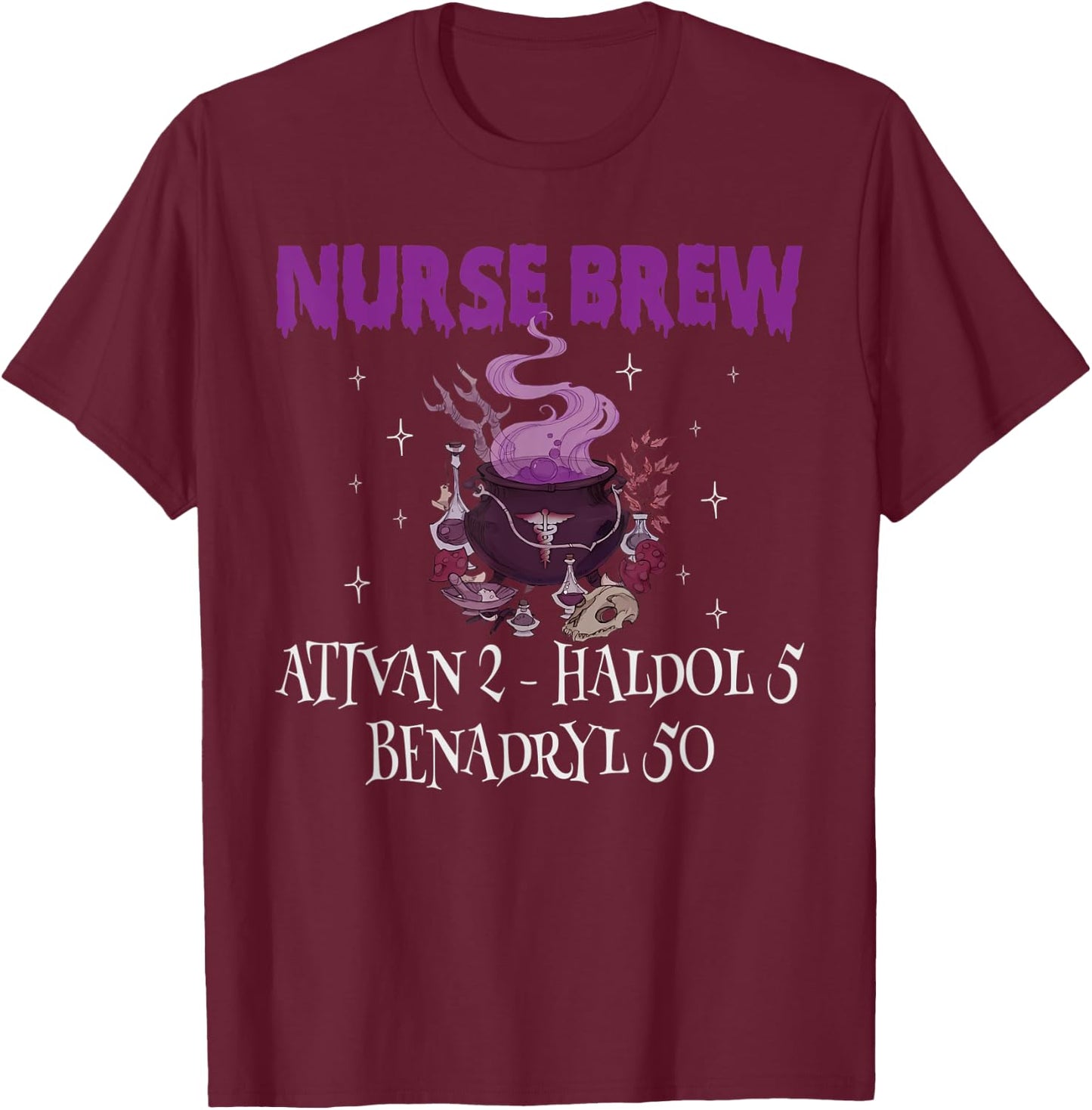 Halloween Nurse Brew Funny Halloween T-Shirt - T-Shirt | Maroon