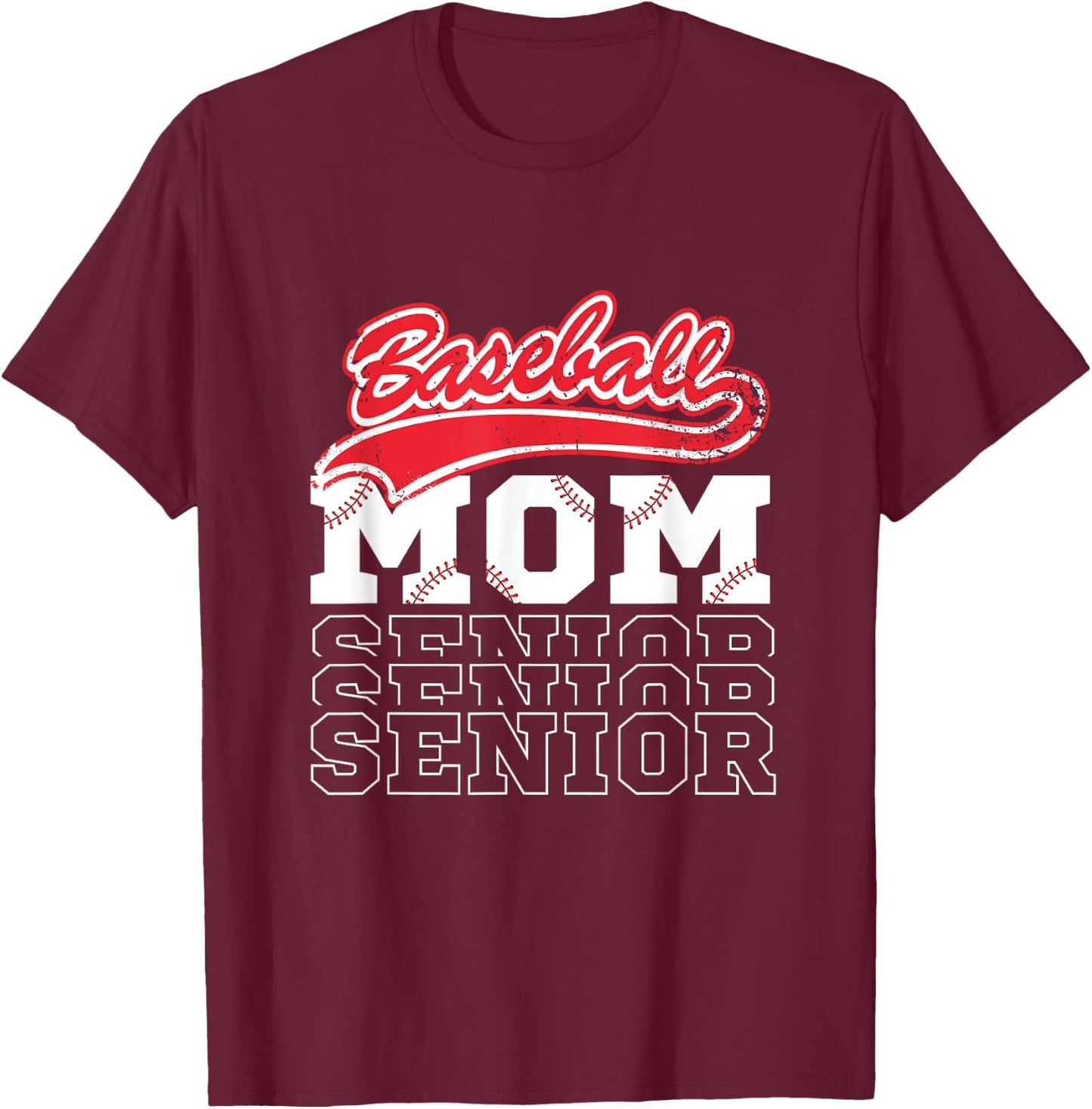 Baseball Senior Mom Class of Baseball Mama Mother's Day T-Shirt - T-Shirt | Maroon