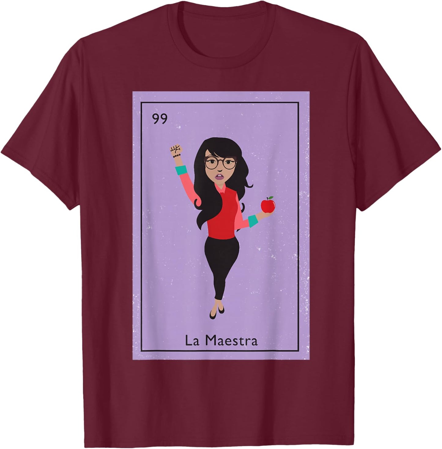 La Maestra Mexican Bingo Card Teacher Lottery Card T-Shirt - T-Shirt | Maroon