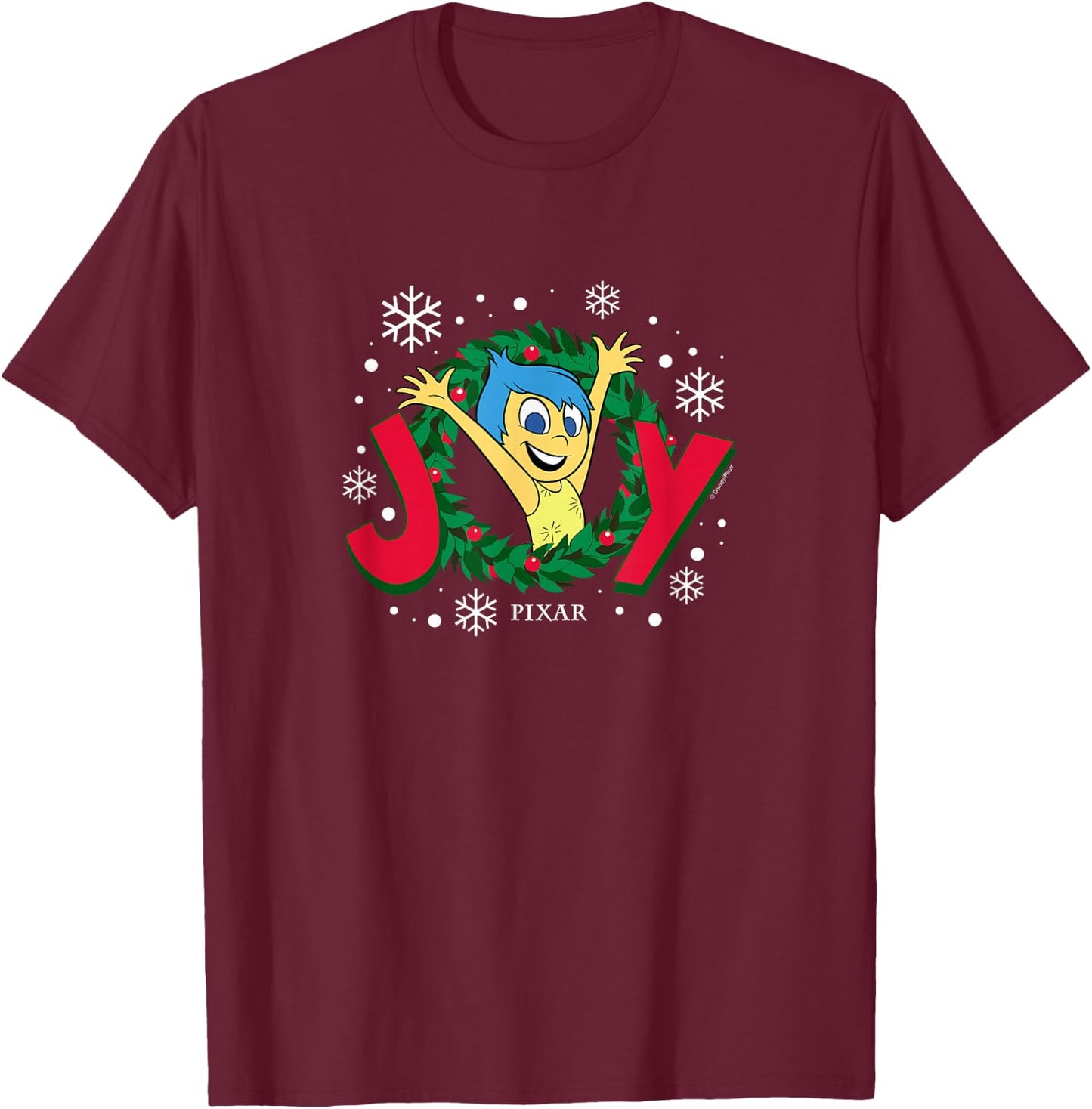 Inside Out 2 - Joy Christmas Wreath T-Shirt - T-Shirt | Maroon