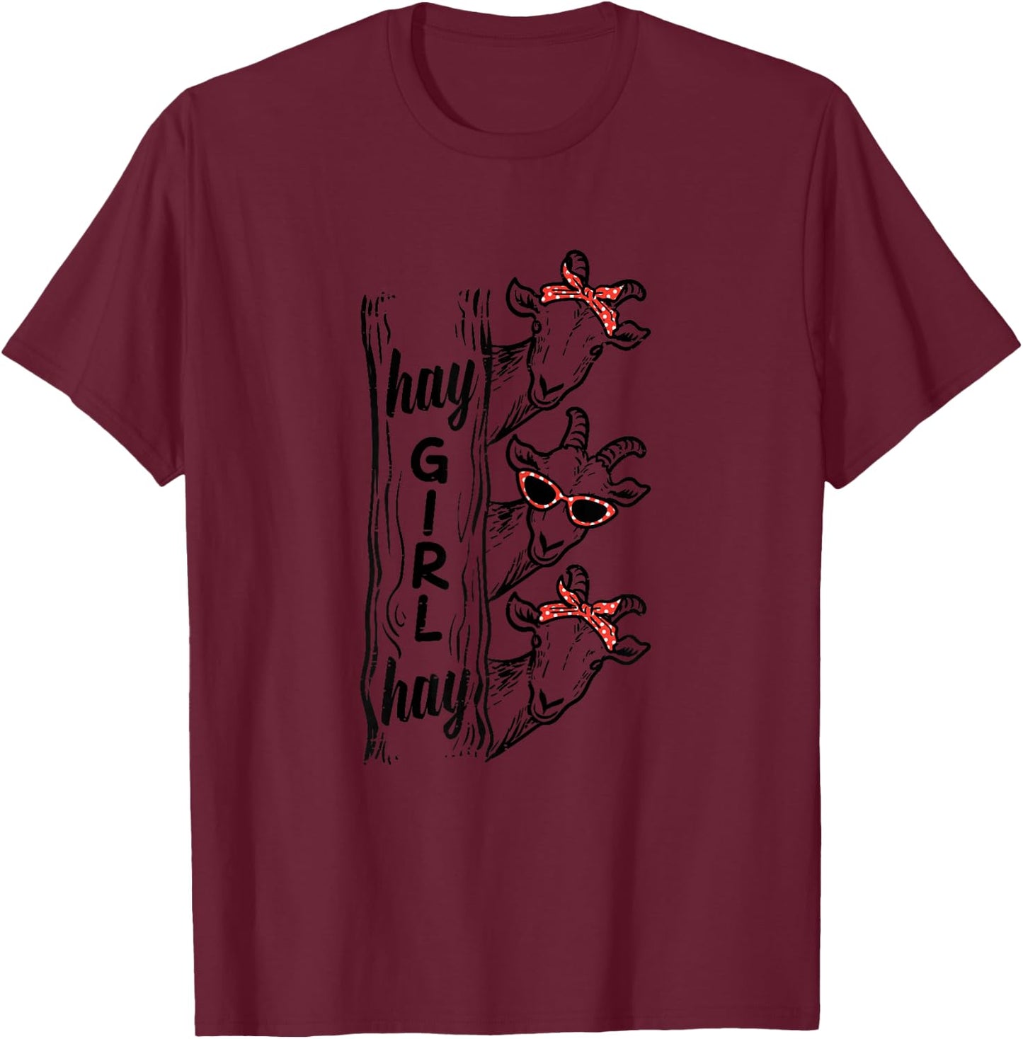 Goats Hay Girl Funny Livestock Farmer Women Girls Kids Youth T-Shirt - T-Shirt | Maroon
