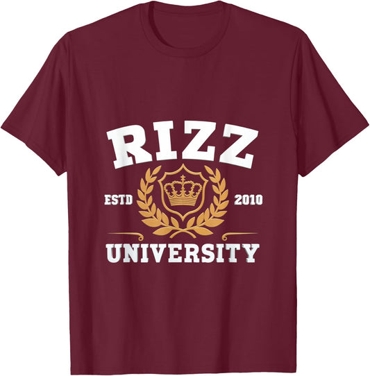 Rizz University W Rizz God Rizzler Joke Meme Rizzling Simp T-Shirt - T-Shirt | Maroon