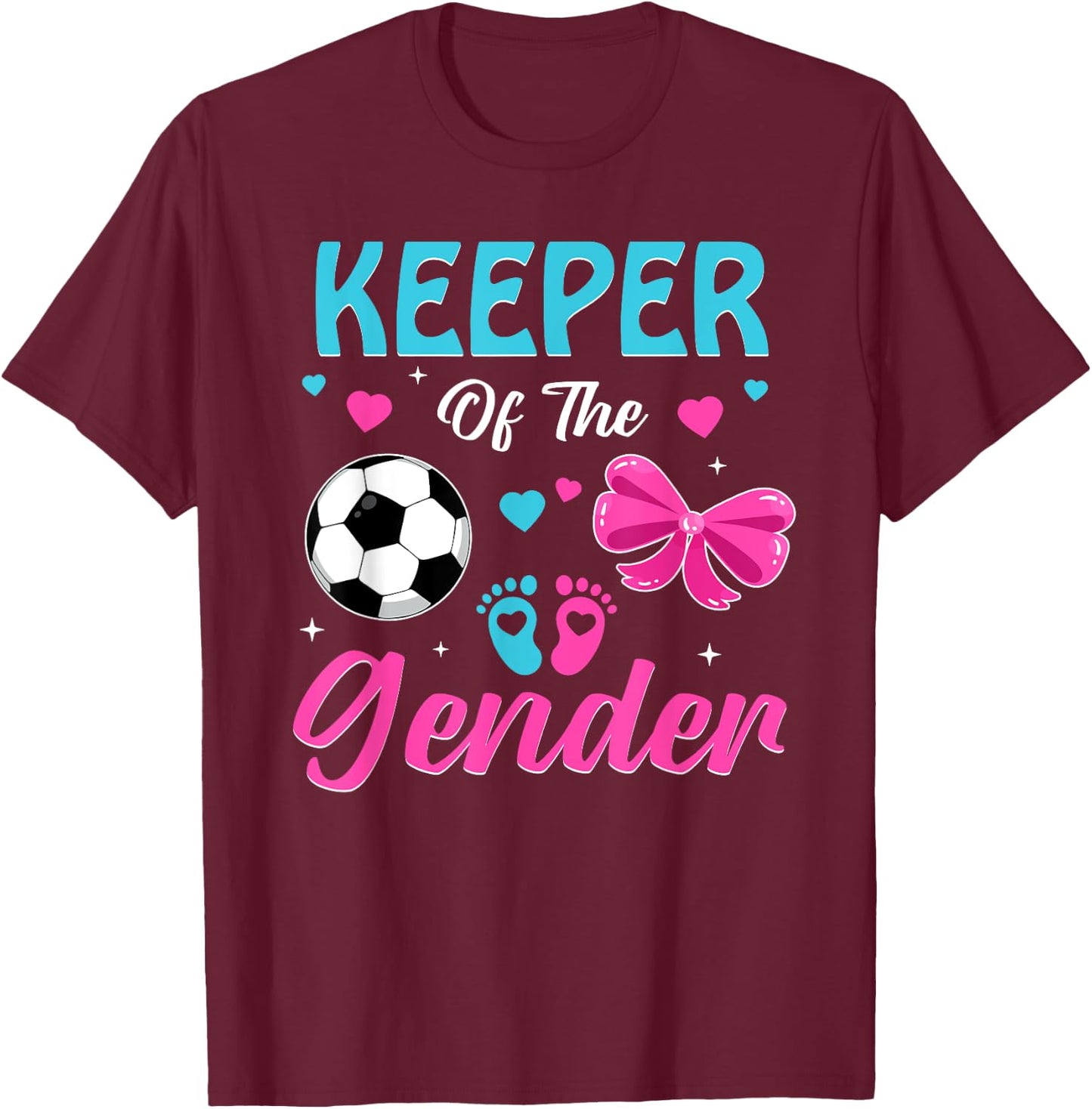 Keeper Of The Gender Soccer Gender Reveal Party T-Shirt - T-Shirt | Maroon
