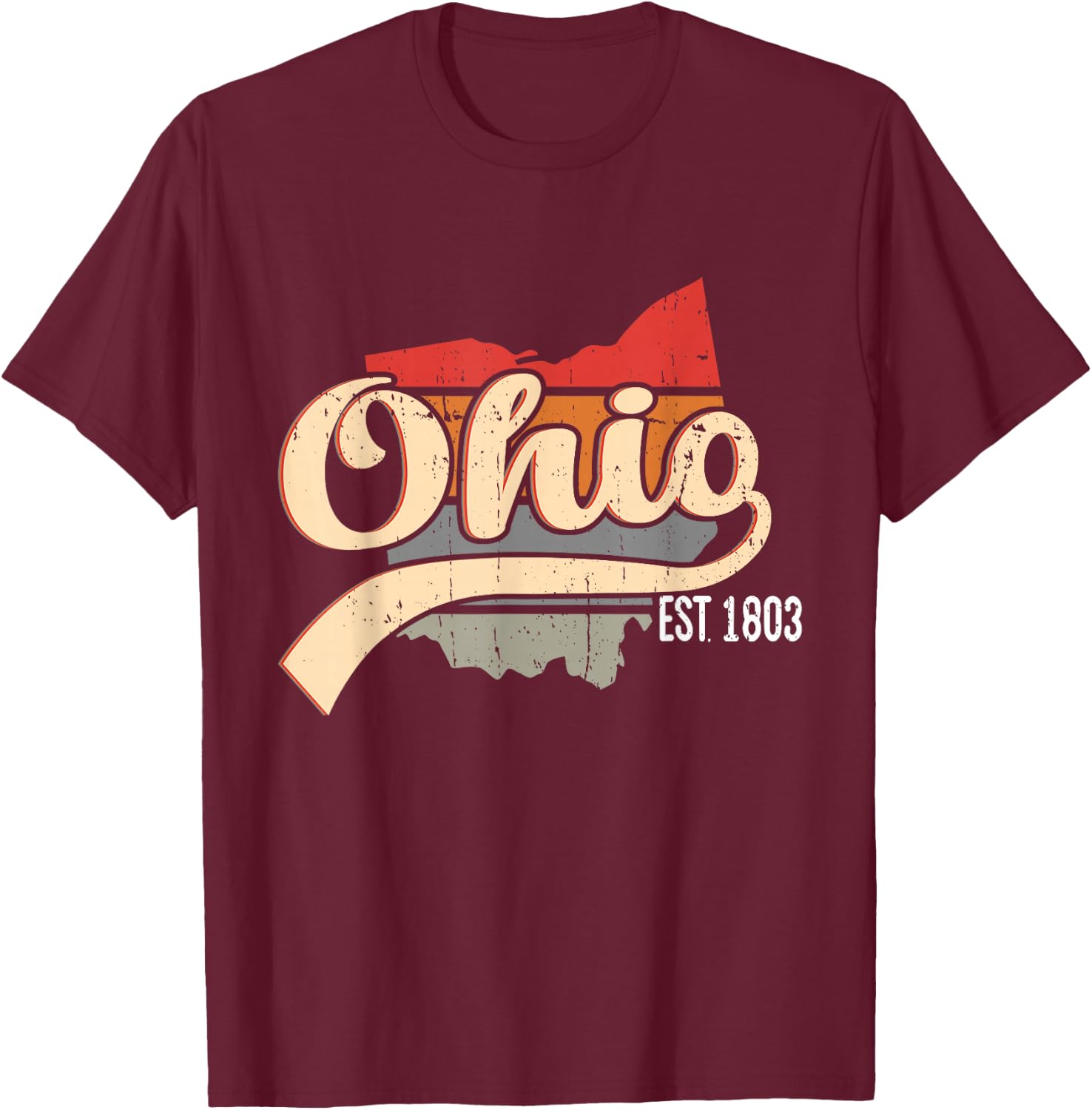 Ohio Home State OH Sunburst Vintage Retro Design T-Shirt - T-Shirt | Maroon